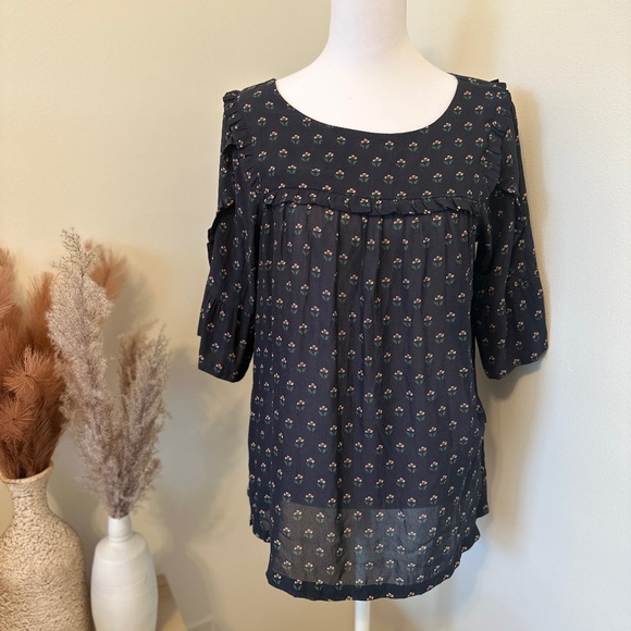 Navy LOFT blouse - Picture 1 of 3